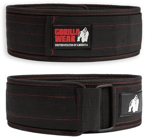 Gorilla Wear 4 Inch Nylon Lifting Belt - Zwart / Rood - S/M