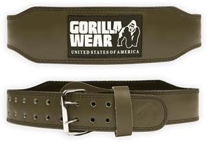 Gorilla Wear 4 Inch Padded Leren Lifting Belt - Legergroen - S/M