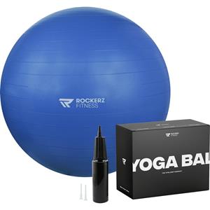 ROCKERZ FITNESS  Yoga Bal Inclusief Pomp - Pilates Bal - Fitness Bal - Zwangerschapsbal - 75 Cm - Kleur: Blauw
