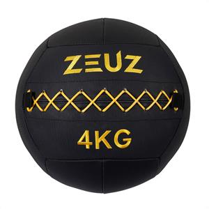 ZEUZ  Premium Wall Ball 4kg - Geschikt Voor Crossfit & Fitness - Pu Foam Vulling & Vinyl - 35 Cm Diamter - Geel