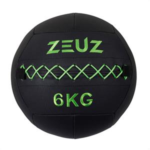 ZEUZ  Premium Wall Ball 6kg - Geschikt Voor Crossfit & Fitness - Pu Foam Vulling & Vinyl - 35 Cm Diamter - Groen
