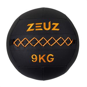 ZEUZ  Premium Wall Ball 9kg - Geschikt Voor Crossfit & Fitness - Pu Foam Vulling & Vinyl - 35 Cm Diamter - Oranje