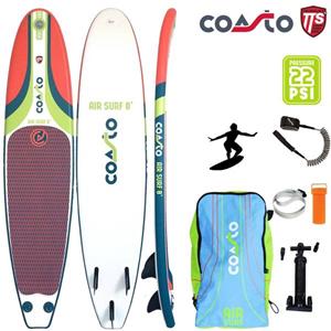 COASTO Air Surf 8℃ inflatable Surfboard Wellenreiten mit festen Finnen 244x57...