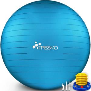 Tresko Yogabal Blauw 75 Cm, Trainingsbal, Pilates, Gymbal