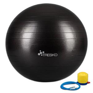 Tresko Yogabal Zwart 75 Cm, Trainingsbal, Pilates, Gymbal