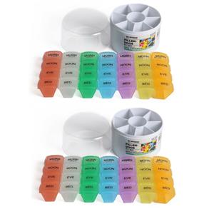Benson 2x stuks  medicijnen dozen/pillen dozen gekleurd 28-vaks -