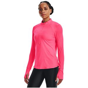 UNDER ARMOUR Qualifier Run 2.0 1/2-Zip langarm Laufshirt Damen 683 - pink shock/pink shock/reflective