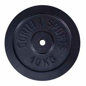 Gorilla Sports Gewichtsschijf - Halterschijf - 10 kg - Gietijzer Zwart - 30 mm