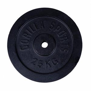 Gorilla Sports Gewichtsschijf - Halterschijf - 25 kg - Gietijzer Zwart - 30 mm