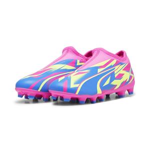 Puma Ultra Match Veterloze Gras / Kunstgras Voetbalschoenen (MG) Kids Roze Blauw Geel