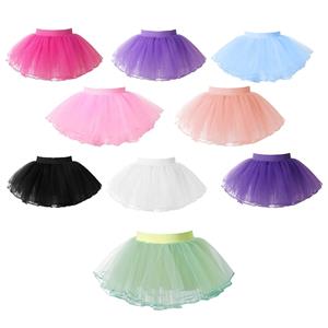 YOOJIA Kids Girls Ballet Dance Tutu Skirt Basic Classic Elastic Waist 4 Layers Mesh Tulle Skirt Kid Ballet Practice Leotard Dance Dress