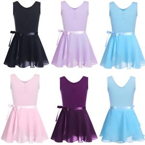 Yeahdor Kids Girls Sleeveless Leotard Dance Ballet Dress Dancewear Leotard with Chiffon Tied Skirt