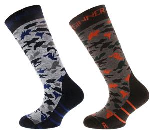 Sinner Camo jongens skisokken - Bruin/Blauw - maat 23-26