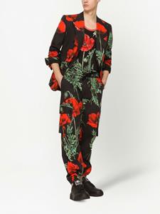 Dolce & Gabbana Broek met bloemenprint - Zwart