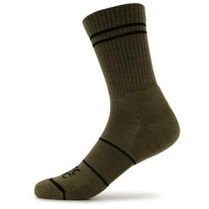Stoic  Merino Crew Tech Rib Stripes Socks - Multifunctionele sokken, olijfgroen