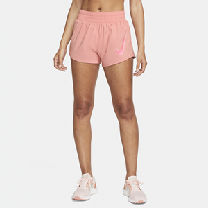 Nike Dri-FIT One Swoosh Hardloopshorts met halfhoge taille en binnenbroek voor dames - Roze