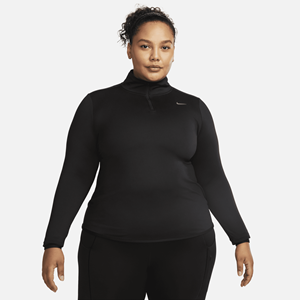 Nike Dri-FIT Swift UV hardlooptop met 1/4-rits voor dames (Plus Size) - Zwart
