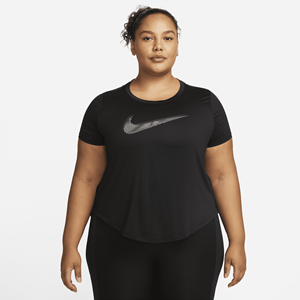 Nike Dri-FIT Swoosh Hardlooptop met korte mouwen voor dames (Plus Size) - Zwart
