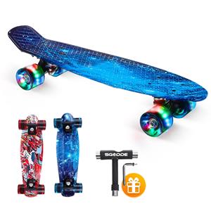 Cycling Pro 22 inch long Skateboard Longboard Adult Childern Kids Maple Natural Wood Retro Fashion Flat-Plate Skate Boards With Bearings Wheels Led Light