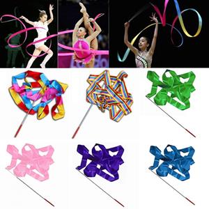 Sports Accessories 4M kleurrijke dans lint gym ritmische kunst gymnastische streamer twirling rod stick