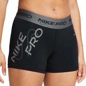 NIKE Pro Graphic Mid-Rise 3" Shorts Damen 010 - black/iron grey