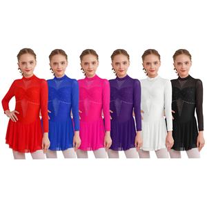 HULIJA Kids Girl's Shiny Ballet Dance Dress Figure Ice Skating Costume Gymnastics Tutu Skirted Leotard Competition