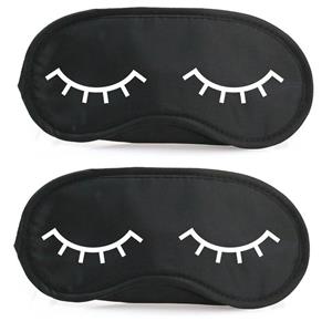 2x Slaapmaskers met slapende oogjes zwart/wit -