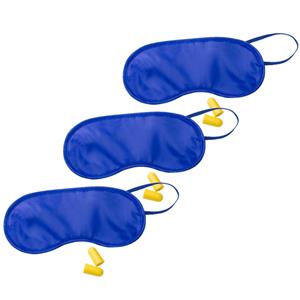 3x stuks slaapmasker blauw met oordoppen -