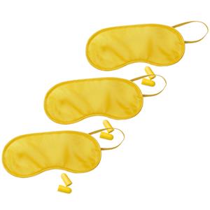 3x stuks slaapmasker geel met oordoppen -