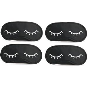 4x Slaapmaskers met slapende oogjes zwart/wit -