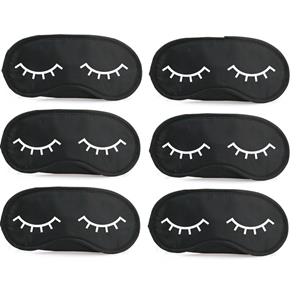 6x Slaapmaskers met slapende oogjes zwart/wit -