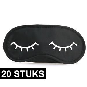 20x Slaapmaskers met slapende oogjes zwart/wit -