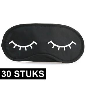 30x Slaapmaskers met slapende oogjes zwart/wit -