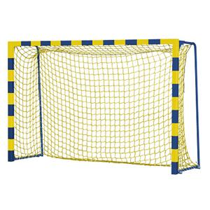 Sport-Thieme Handbaldoel Colour met vaste netbeugel, Geel-blauw, Standard, doeldiepte 1 m