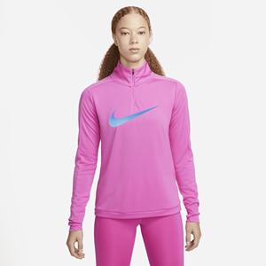 Nike Dri-FIT Swoosh Tussenlaag voor hardlopen met korte rits en lange mouwen voor dames - Roze