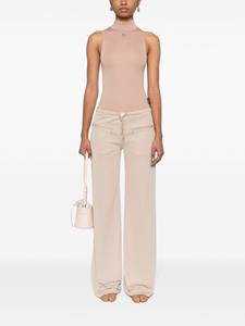 Courrèges logo-patch ribbed trousers - 1007 SAND