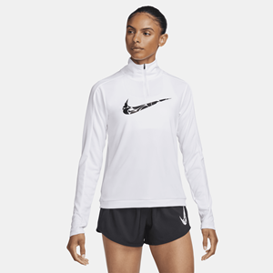 Nike Swoosh Dri-FIT tussenlaag met korte rits voor dames - Wit