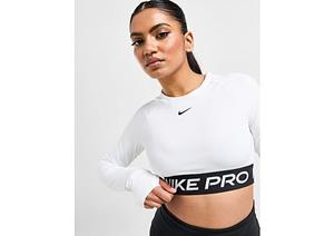 Nike Pro 365 Dri-FIT korte top met lange mouwen voor dames - White/Black- Dames