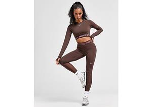 Nike Pro Legging met halfhoge taille en mesh vlakken voor dames - Baroque Brown/White- Dames