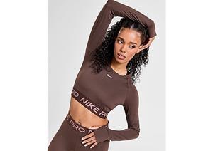 Nike Pro 365 Dri-FIT korte top met lange mouwen voor dames - Baroque Brown/White- Dames