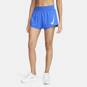 Nike One Dri-FIT damesshorts met halfhoge taille en binnenbroekje (8 cm) - Blauw
