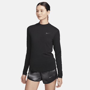 Nike Swift Dri-FIT hardlooptop met opstaande kraag en lange mouwen voor dames - Zwart