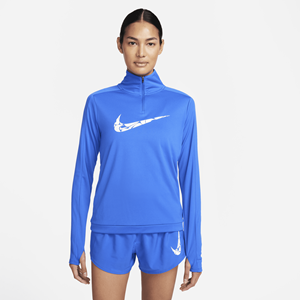 Nike Swoosh Dri-FIT tussenlaag met korte rits voor dames - Blauw