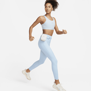 Nike Trail Go 7/8-legging met hoge taille, zakken en complete ondersteuning voor dames - Blauw