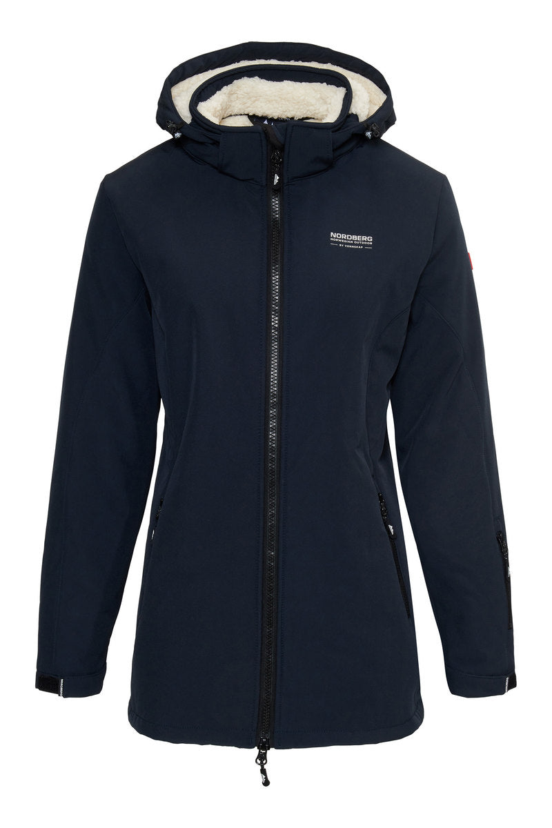 Nordberg Teddy Sherpa gevoerde softshell ski jas dames navy