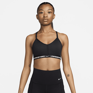 Nike Indy Padded sport-bh met V-hals en lichte ondersteuning - Zwart