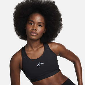 Nike Trail Swoosh On-The-Run licht gevoerde sport-bh met medium ondersteuning - Zwart