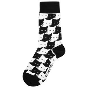 Dedicated  Socks Sigtuna Pepita Cats - Multifunctionele sokken, zwart