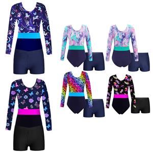 IEFiEL Gymnastiekpakjes voor meisjes Dans Sport Sportkleding Biketards met shorts Patchwork Ballethemdje