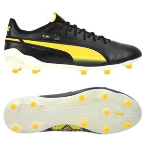 PUMA King Ultimate Pele FG/AG Legends - Zwart/Wit/Pele Yellow/Goud/Frosted Ivory LIMITED EDITION